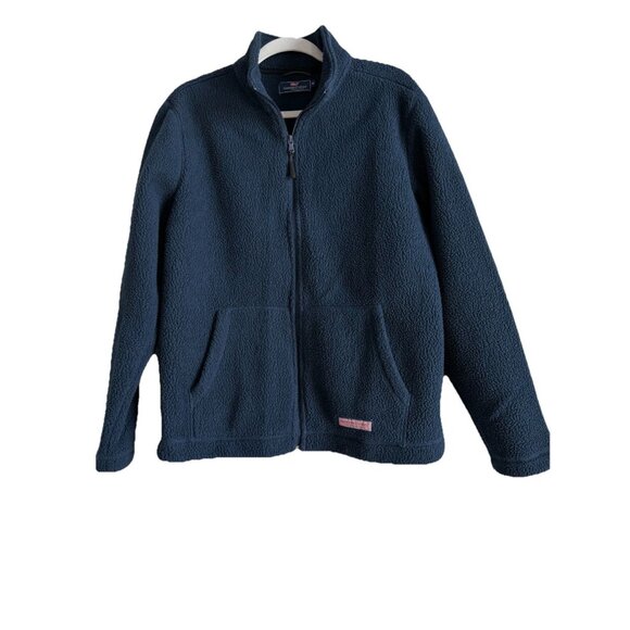 Vineyard Vines Sillwater Sherpa Full Zip Mock Jacket Navy Blue Mens Size‎ M - Picture 1 of 16